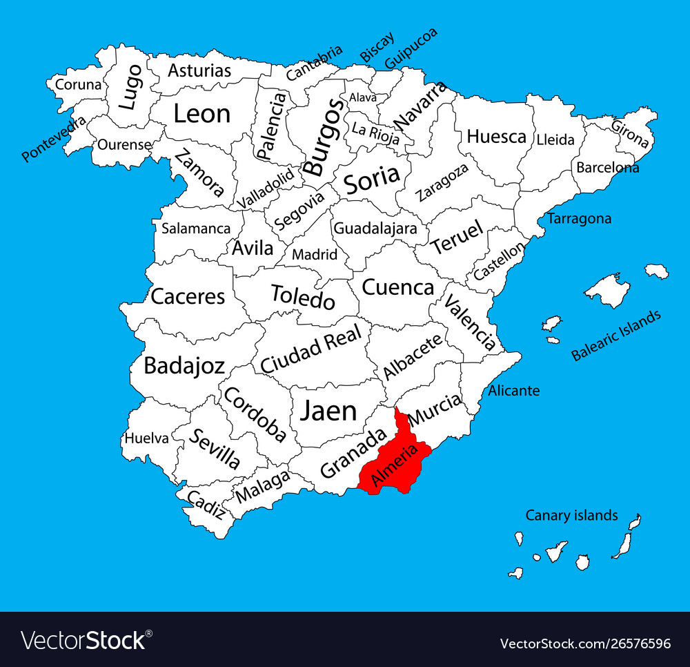 Almeria map spain province administrative map Vector Image