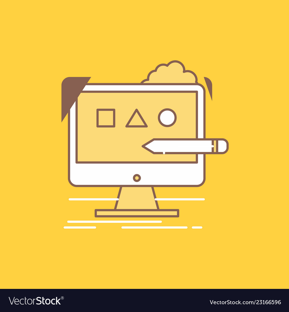 Art computer design digital studio flat line vector image Art computer design digital studio flat line