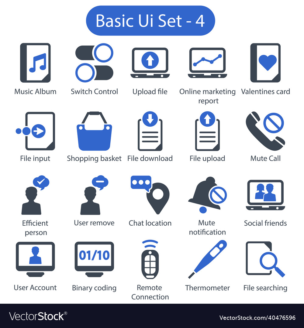 Basic ui icon set 4 vector image Basic ui icon set 4