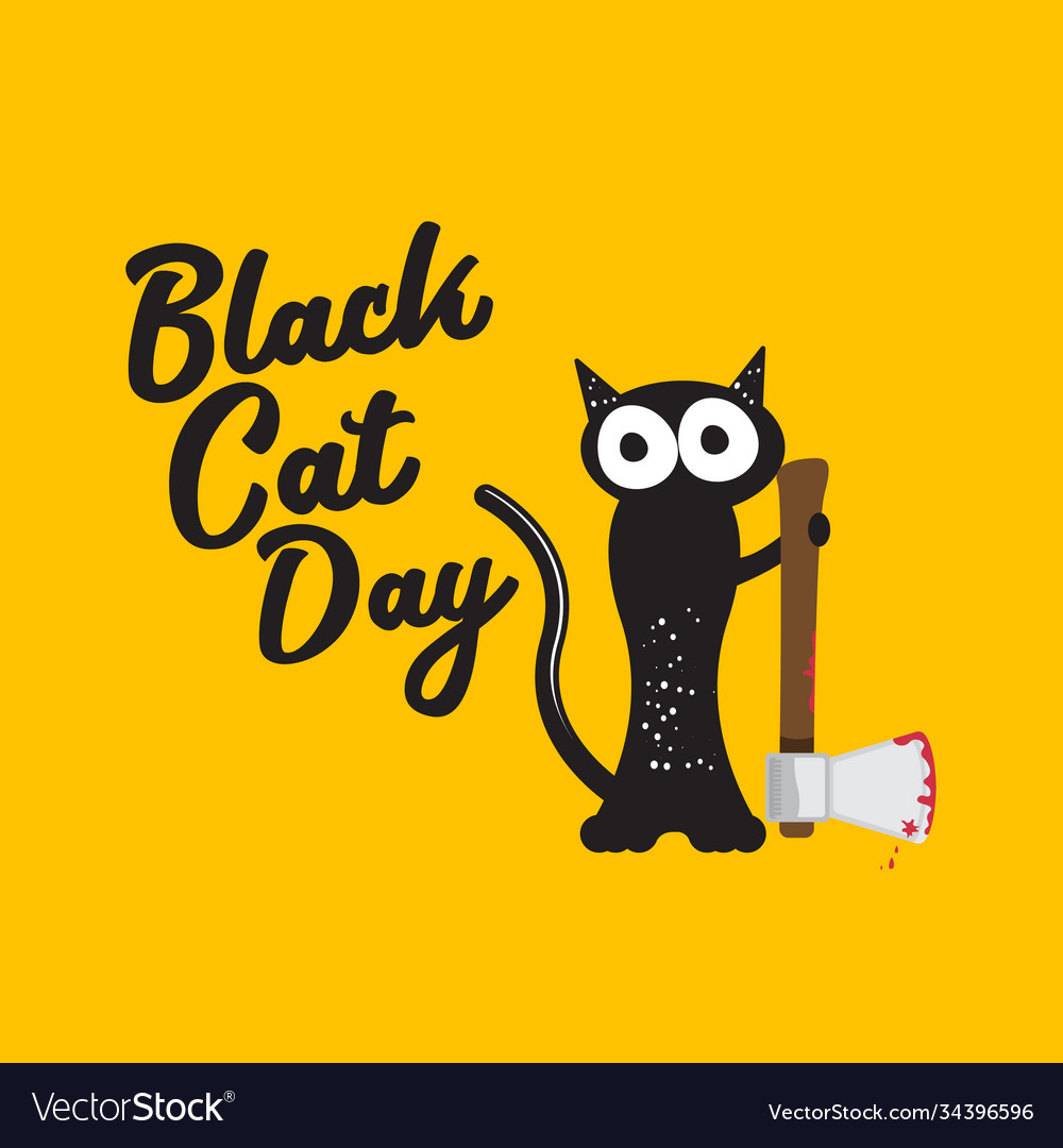 Black cat day funky banner with holding Royalty Free Vector