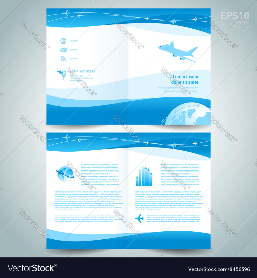 Booklet catalog brochure folder airplane takeoff Vector Image