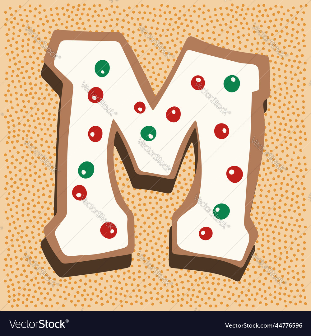 Christmas gingerbread in the shape of a letter m