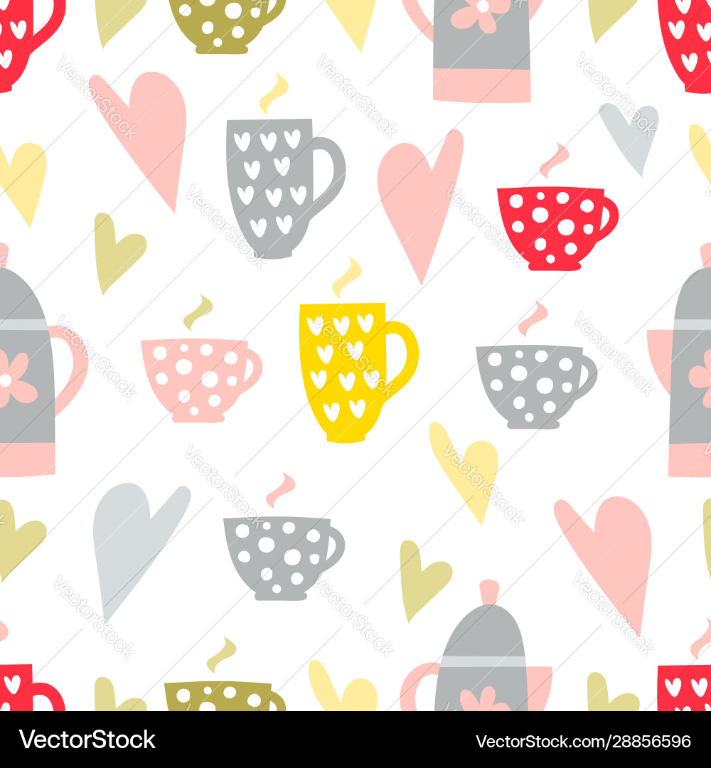 Coffee and tea seamless pattern Royalty Free Vector Image
