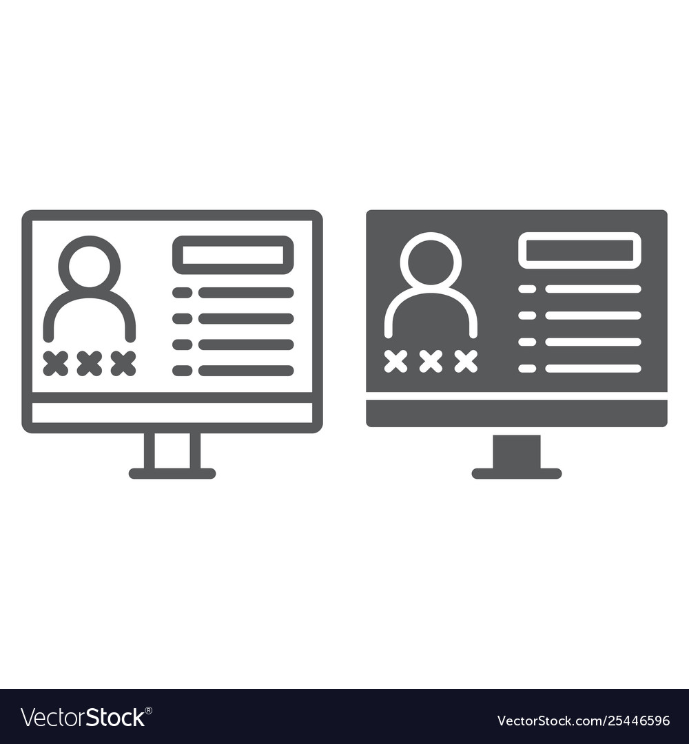 Criminal database line and glyph icon data