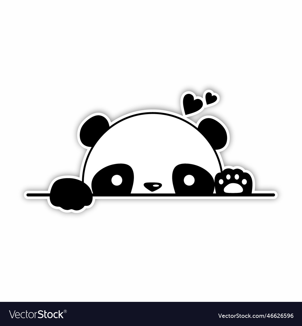 Cute panda sticker say hi with love Royalty Free Vector