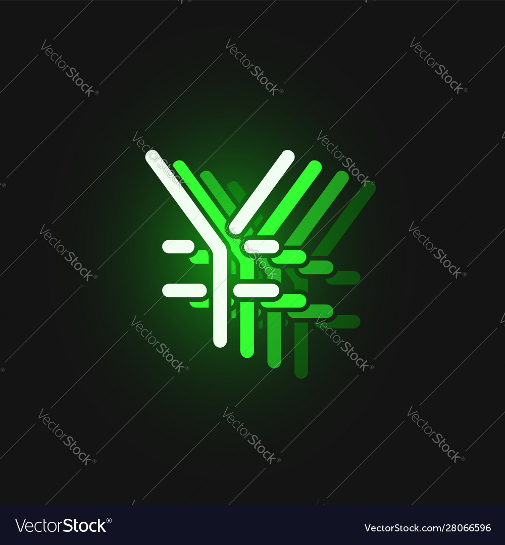 Green neon character font on black background