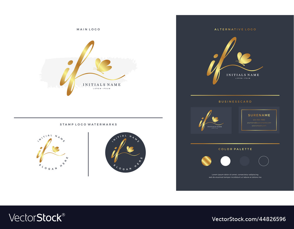 Handwriting initial of letter if i f logo design vector image Handwriting initial of letter if i f logo design