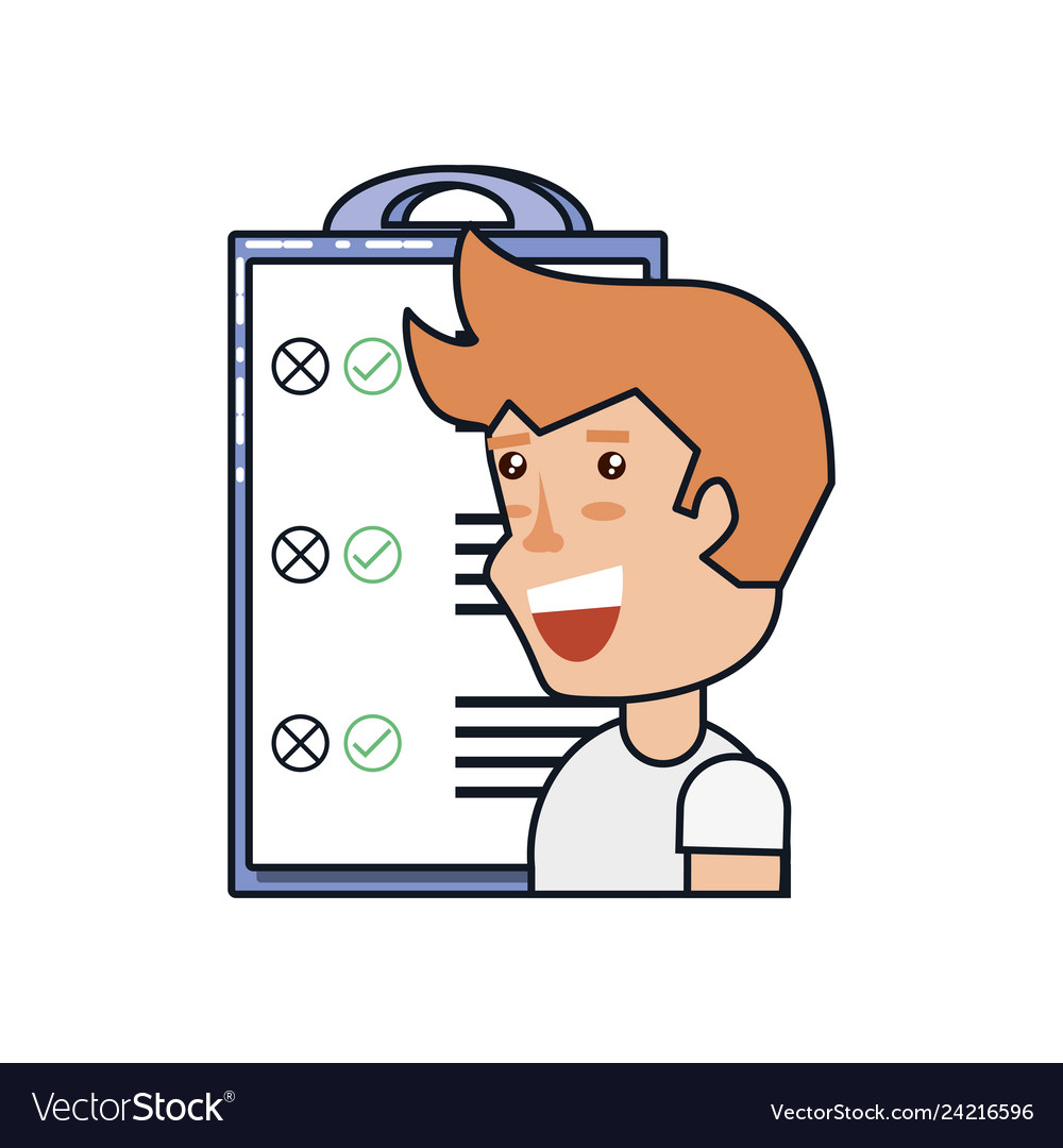 Man with clipboard checklist isolated icon