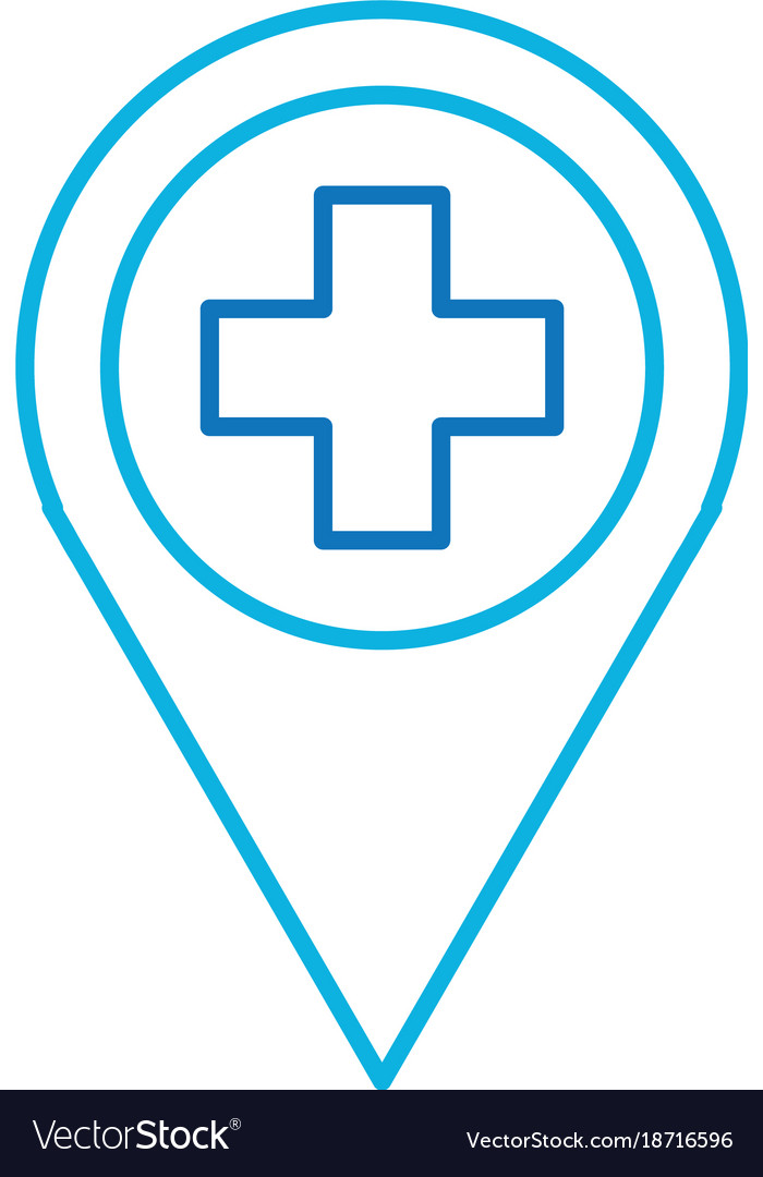 Map pointer icon with cross hospital symbol