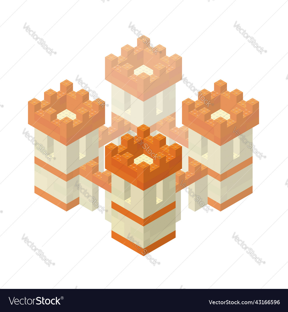 Medieval castle built from blocks in isometric vector image Medieval castle built from blocks in isometric