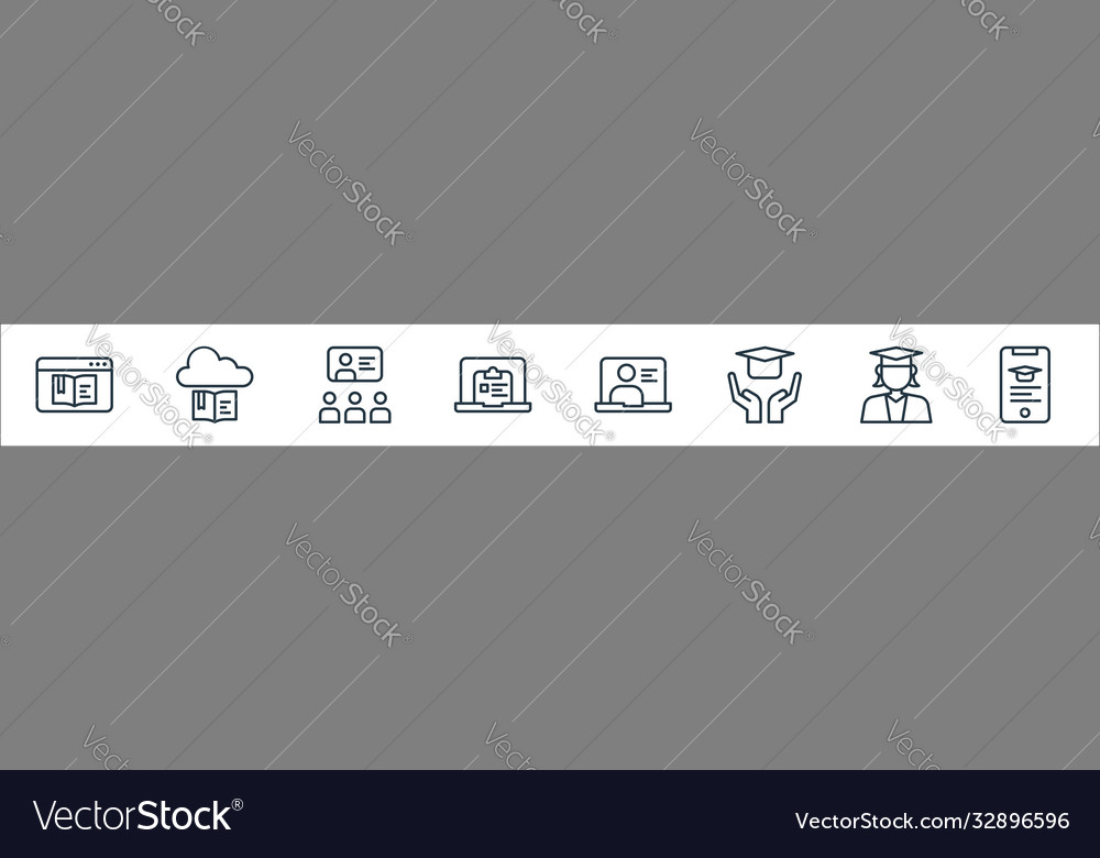 Online learning line icons linear set quality