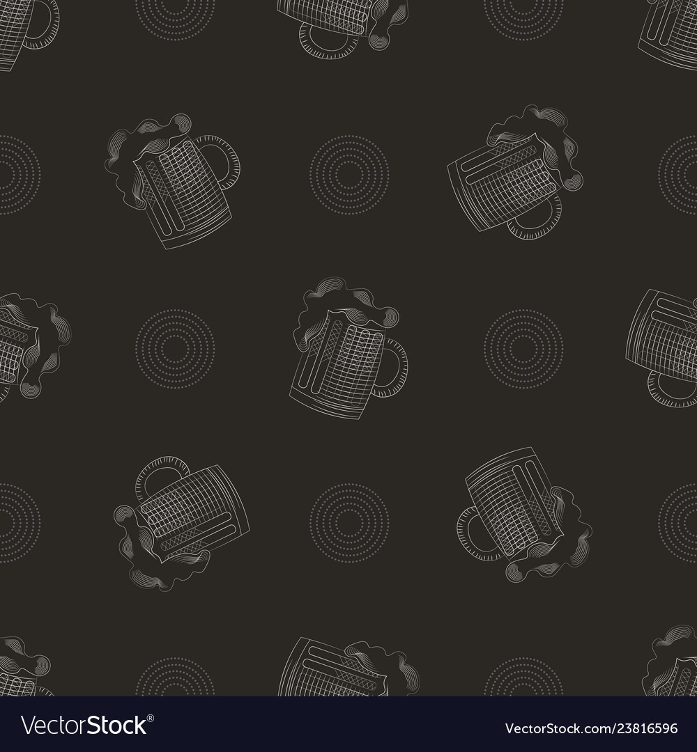 Pub print seamless pattern with mug of beer vector image Pub print seamless pattern with mug of beer