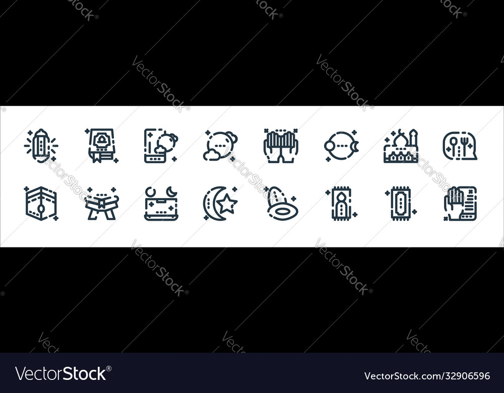 Ramadan kareem line icons linear set quality Vector Image Ramadan kareem line icons linear set quality