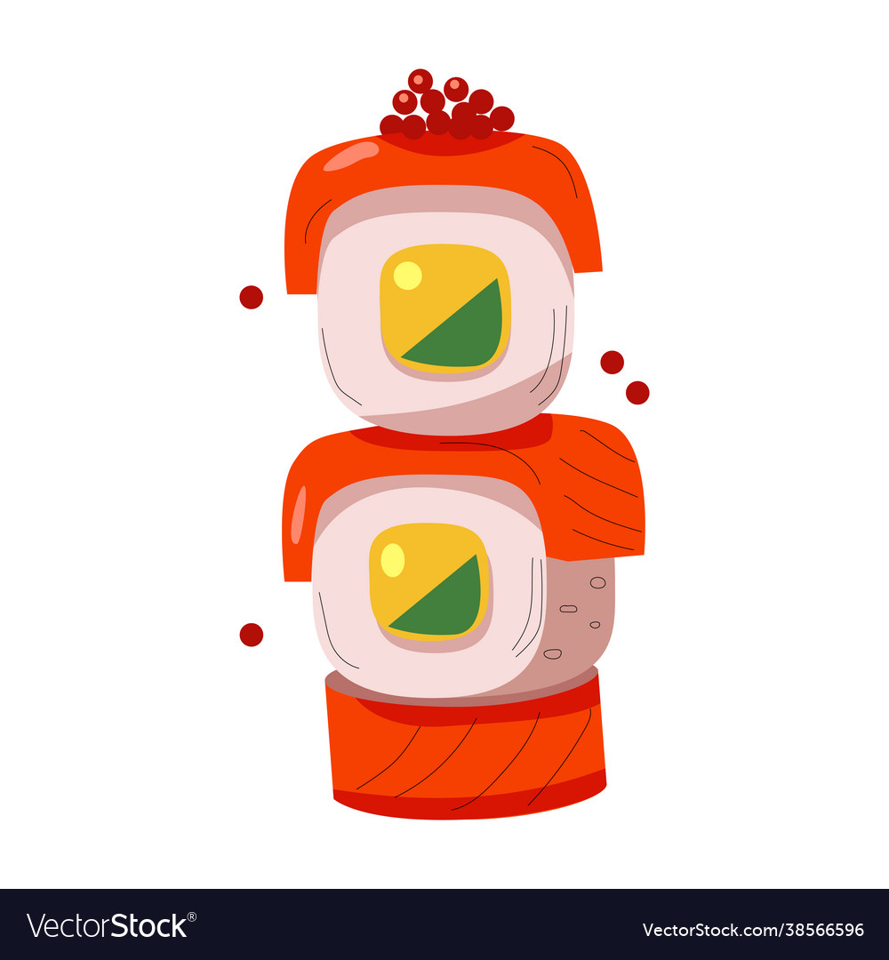 Realistische Fischrollen nationale japanische Platte vector image Realistische Fischrollen nationale japanische Platte