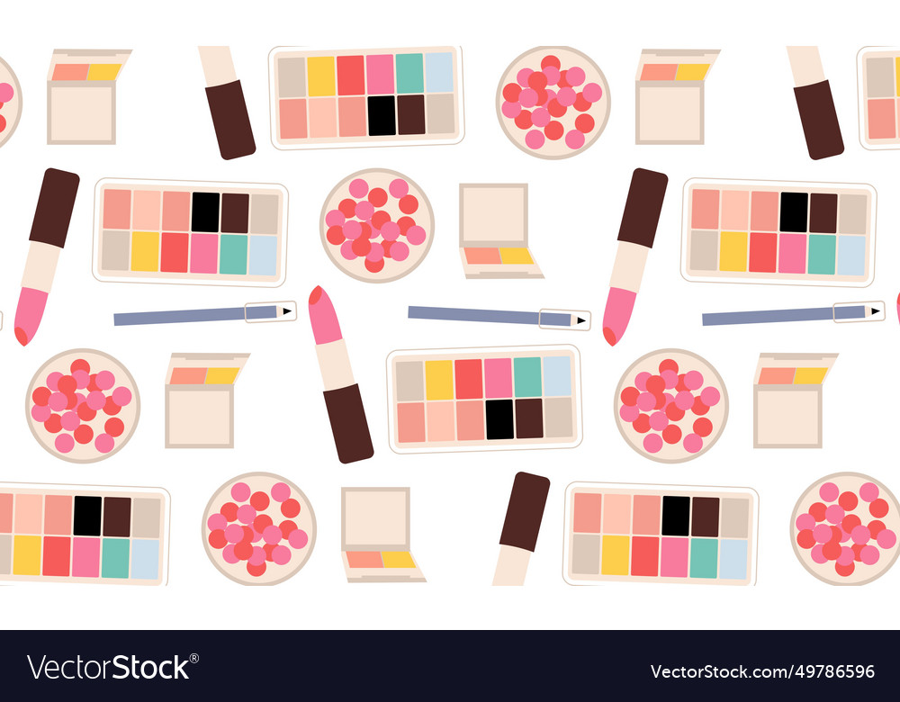 Seamless pattern with cosmetics beauty accessorie