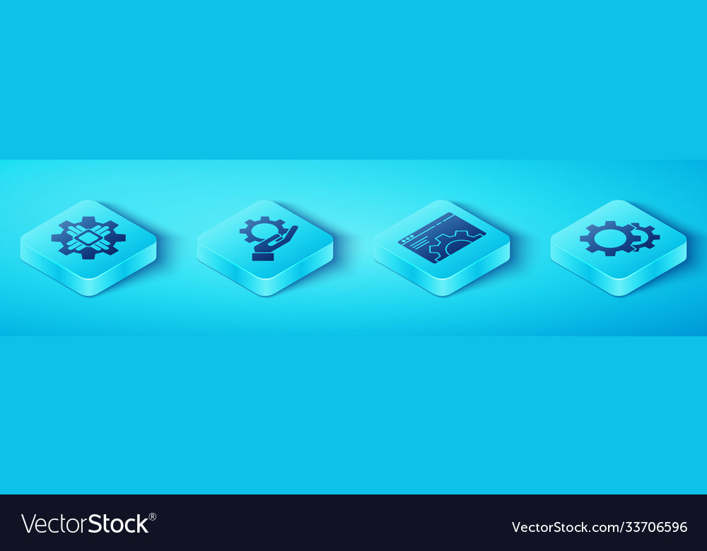 Set isometric processor settings in hand vector image Set isometric processor settings in hand