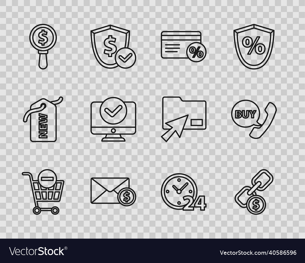 Set line remove shopping cart chain link and coin