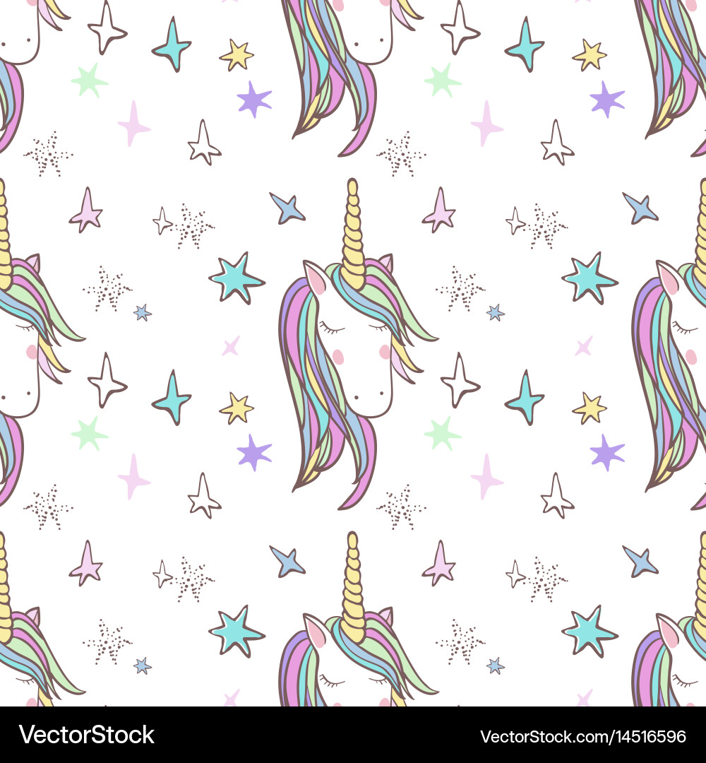 Unicorn rainbow seamless pattern Royalty Free Vector Image