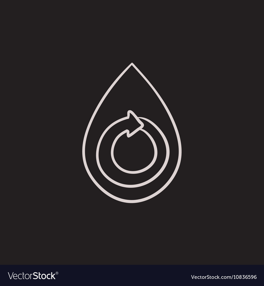 Water drop with circular arrow sketch icon