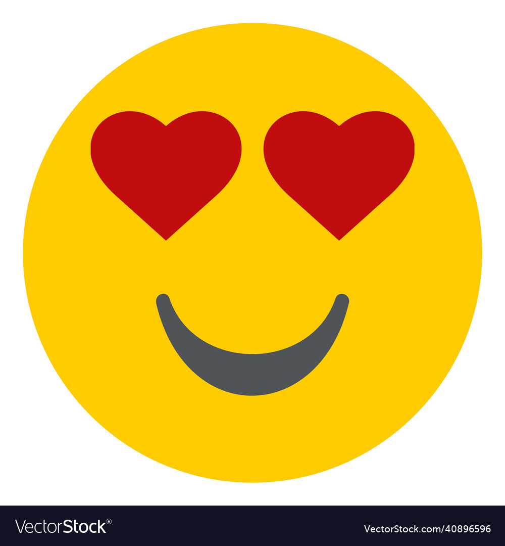 Yellow emoticon with heart eyes flat round face Vector Image