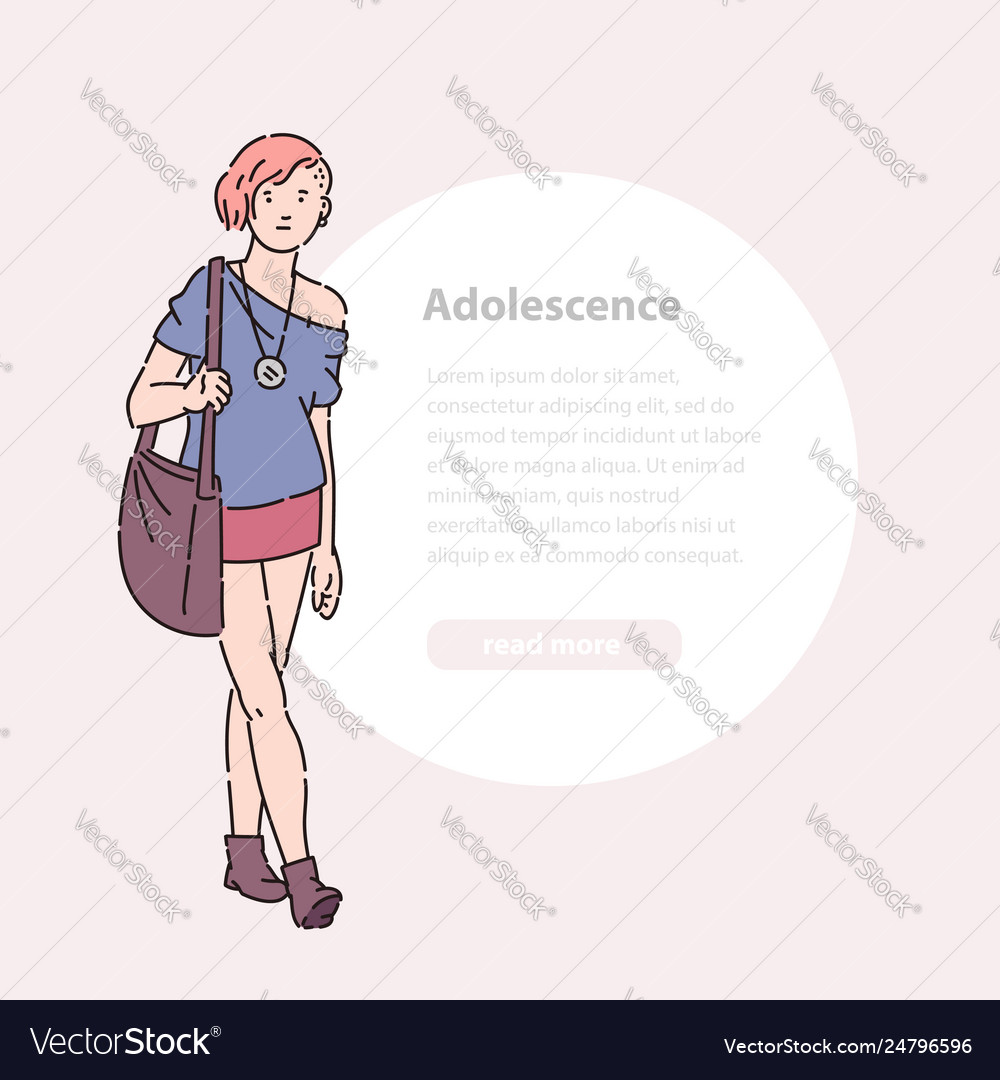 Junge Teenager Mädchen mit stilvollen Haarschnitt und Kleidung vector image Junge Teenager Mädchen mit stilvollen Haarschnitt und Kleidung