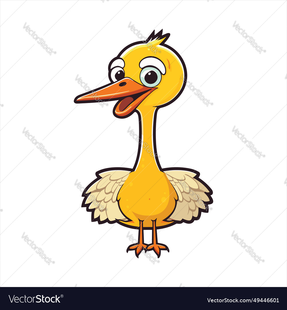 Crane Cute Funny Cartoon Kawaii Clipart Colorful Vector Image