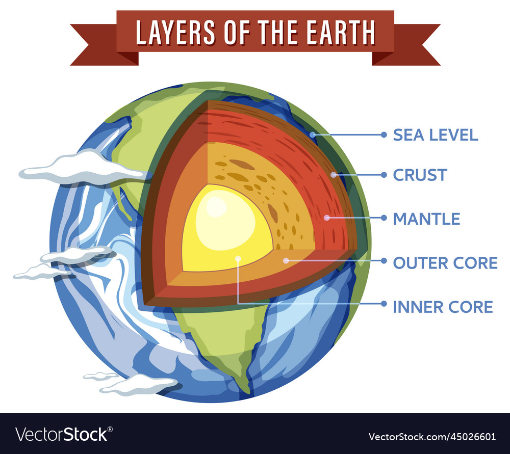 Diagram showing layers of the earth lithosphere Vector Image