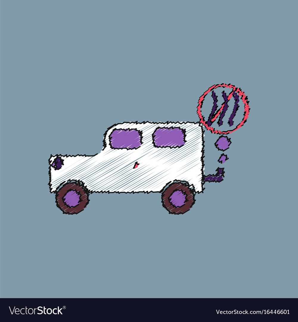 Flat shading style icon car and smoke