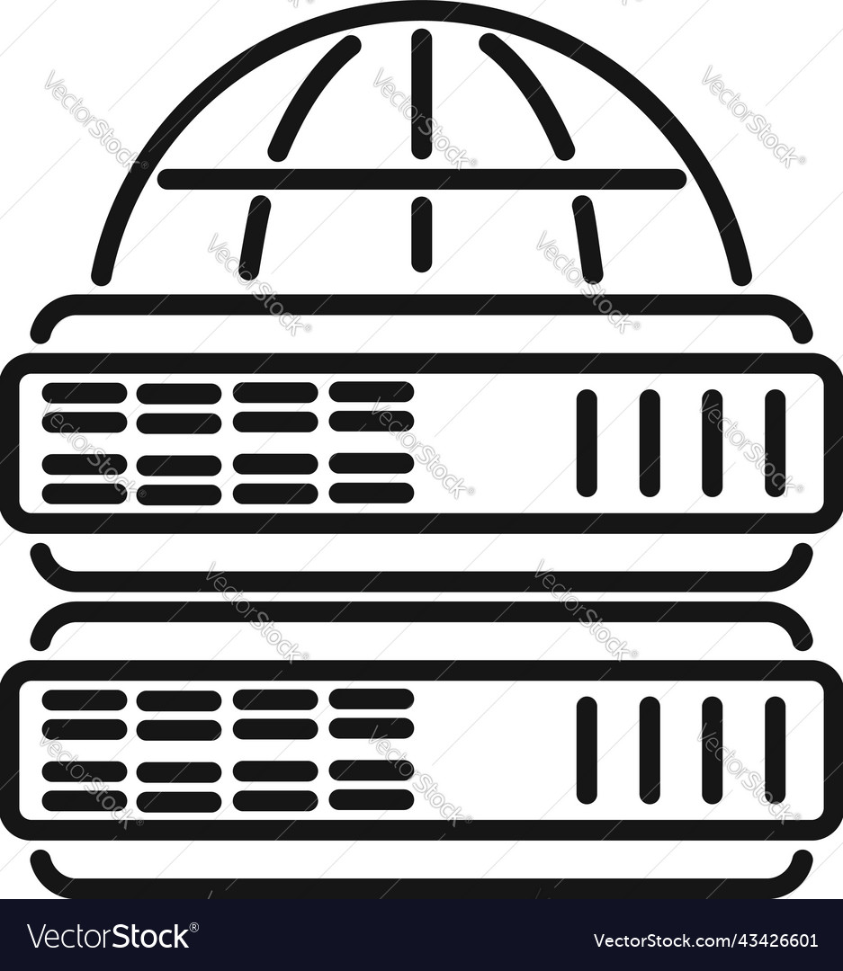 Global database icon outline system Royalty Free Vector