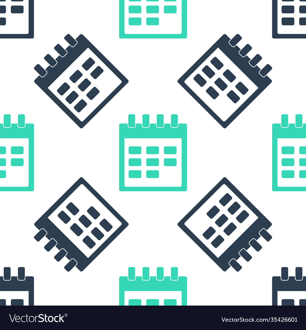 Green calendar icon isolated seamless pattern Vector Image