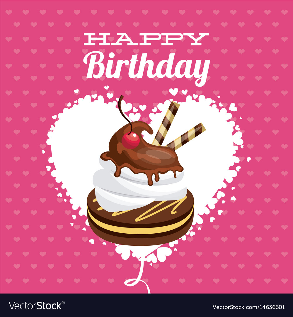 Happy birthday sweet dessert celebration Vector Image