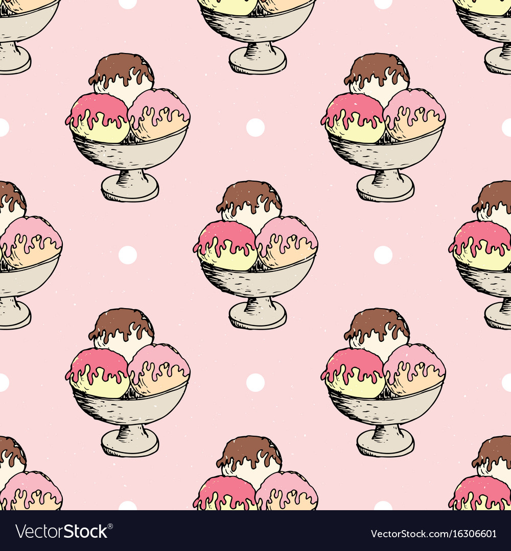 Ice cream seamless pattern hand drawn sketch