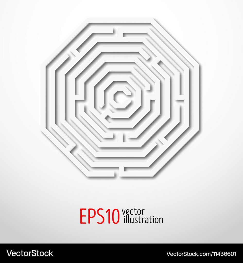 Labyrinth octagon abstract Royalty Free Vector Image