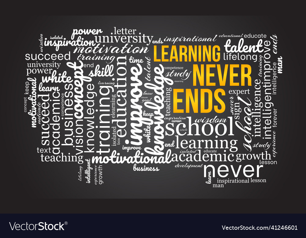 Learning never ends word cloud template creative Vector Image