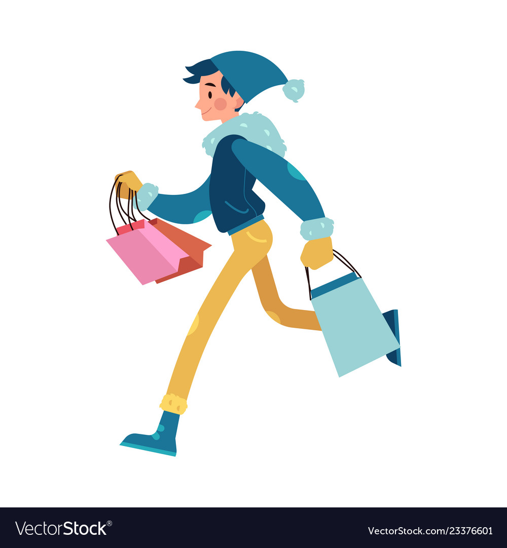 Man with colorful shopping