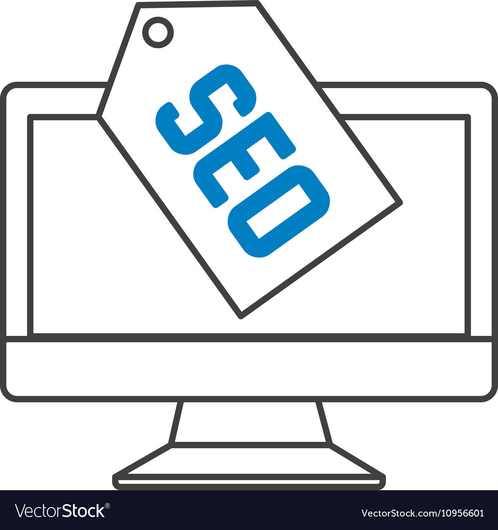 Monitor computer with seo icon