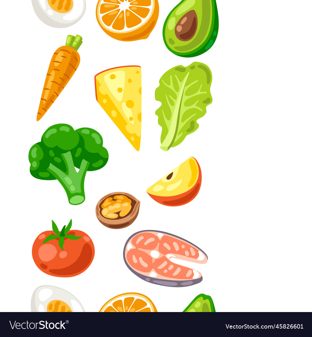 Seamless pattern with healthy eating and diet meal