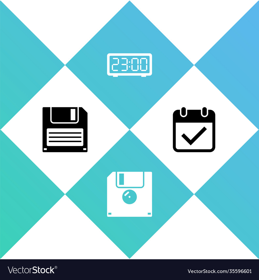 Set floppy disk digital alarm clock Vector Image Set floppy disk digital alarm clock