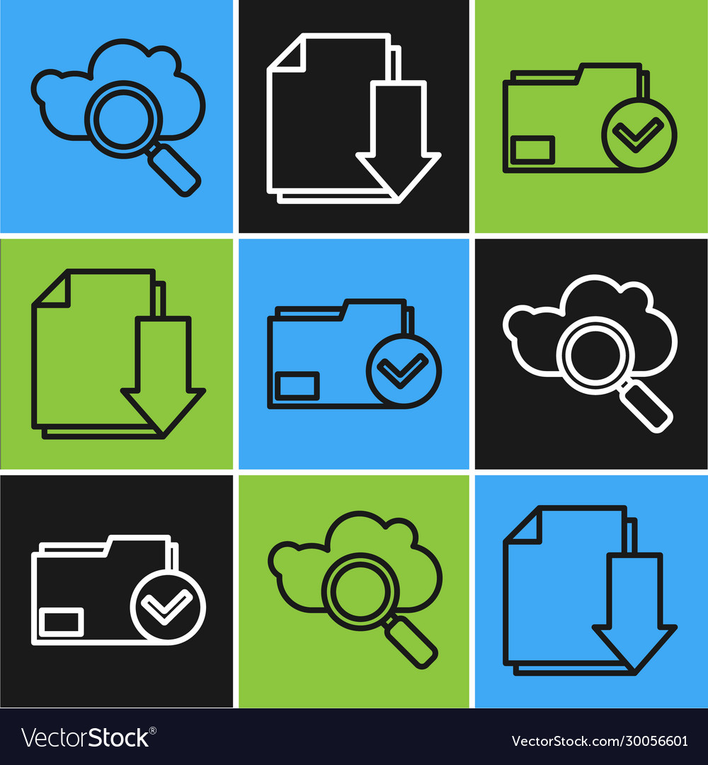 Zeilensuche Cloud Computing Dokumentordner einstellen vector image Zeilensuche Cloud Computing Dokumentordner einstellen