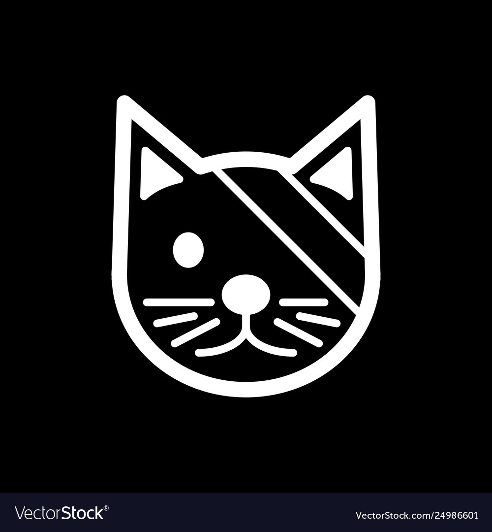 Sick cute cat simple icon black and white