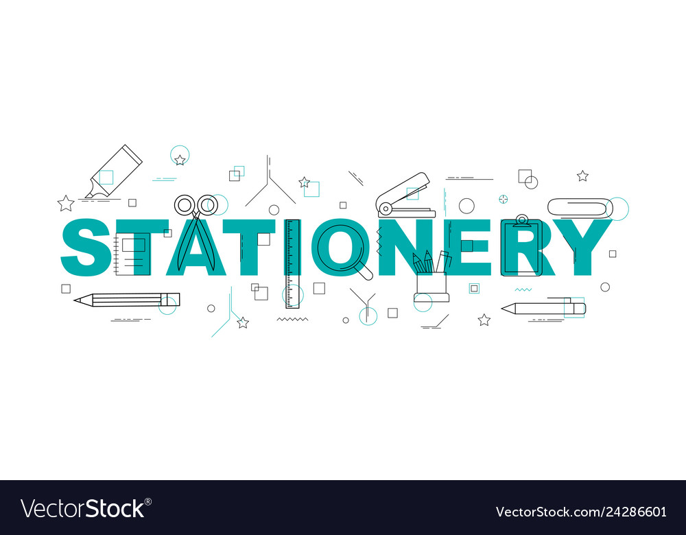 Stationery Banner Word With Line Icon Royalty Free Vector