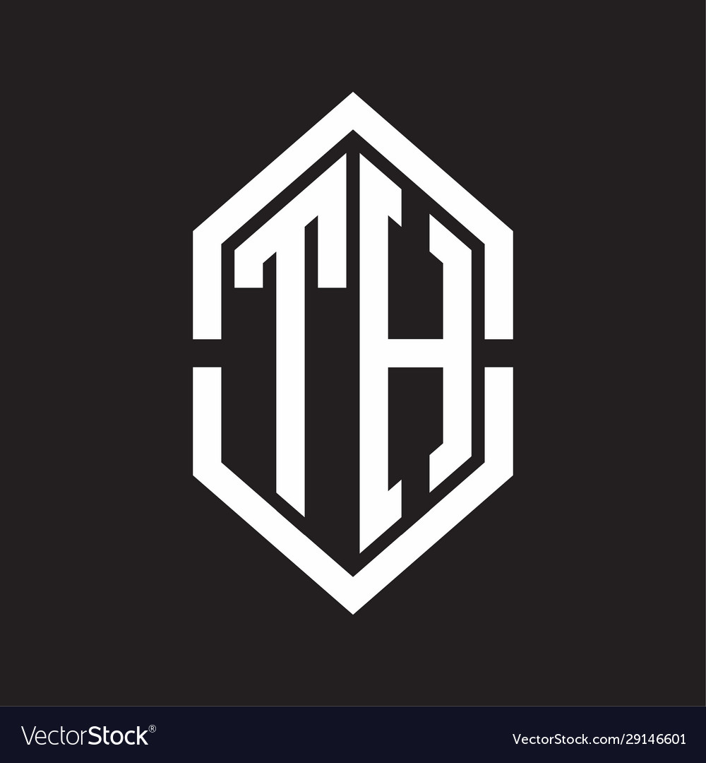 Th logo monogram with hexagon shape and outline