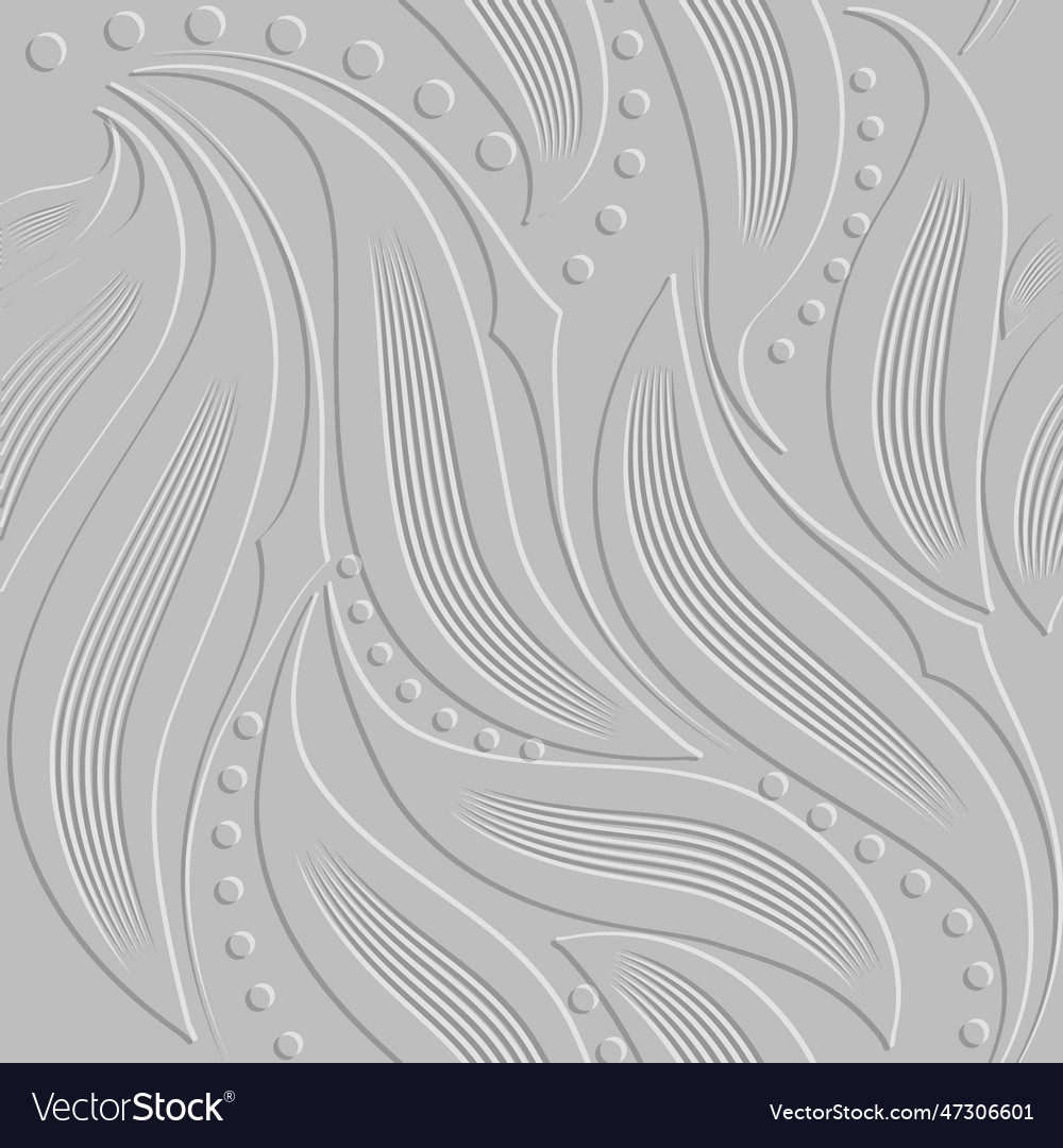 White emboss leafy 3d seamless pattern textured Vector Image
