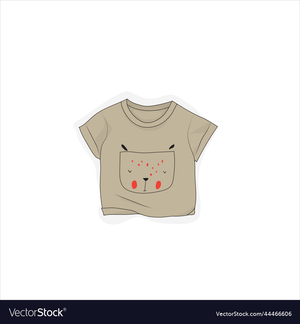 Baby t-shirt template with cute design in gray Vector Image