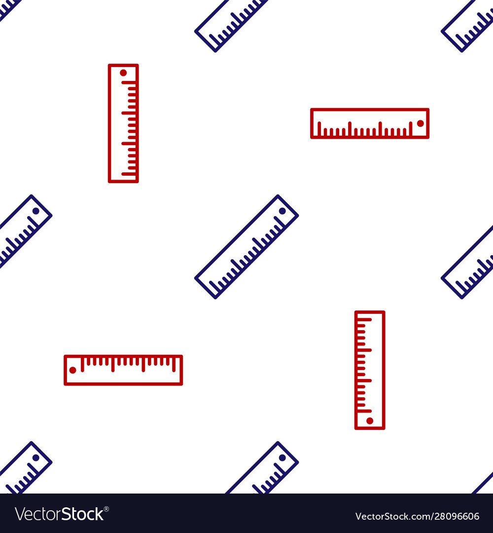 Blue and red ruler icon isolated seamless pattern vector image Blue and red ruler icon isolated seamless pattern