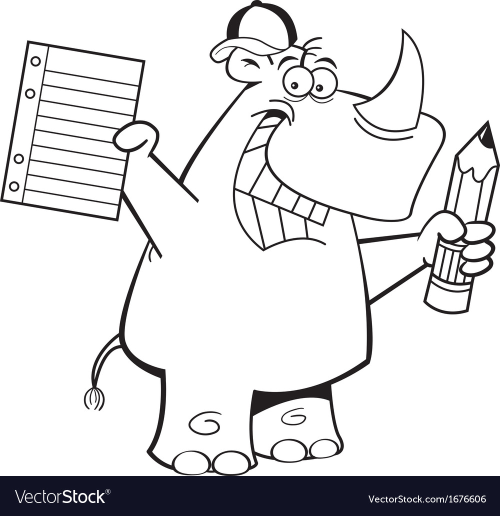 Cartoon Rhino Student Royalty Free Vector Image