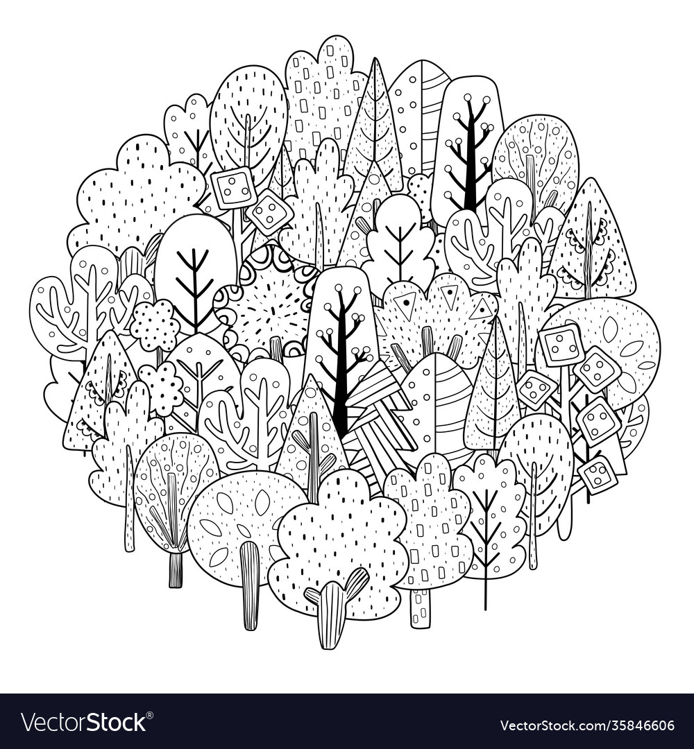 Circle shape coloring page with sea animals black Vector Image