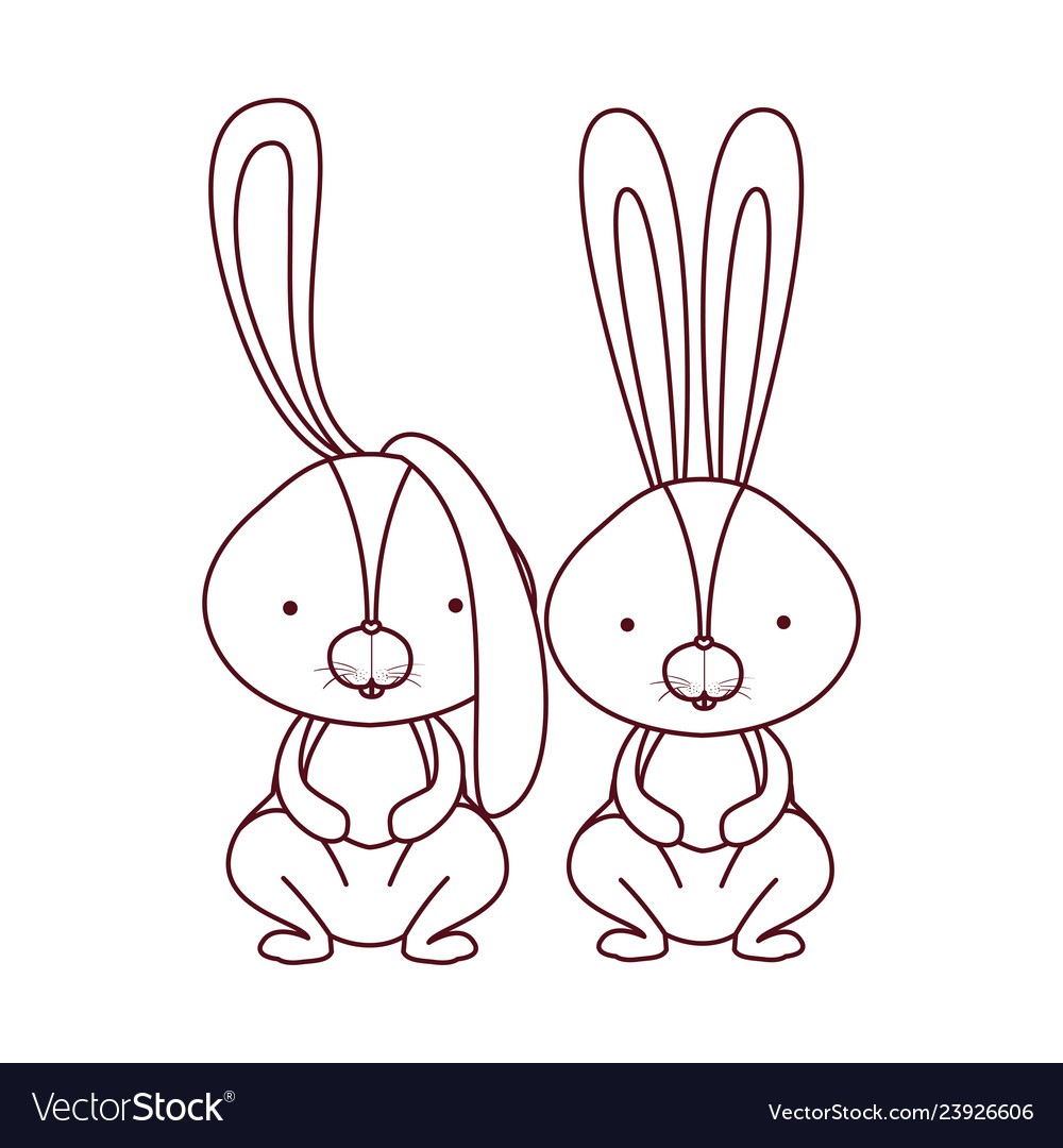 Cute rabbits isolated icon