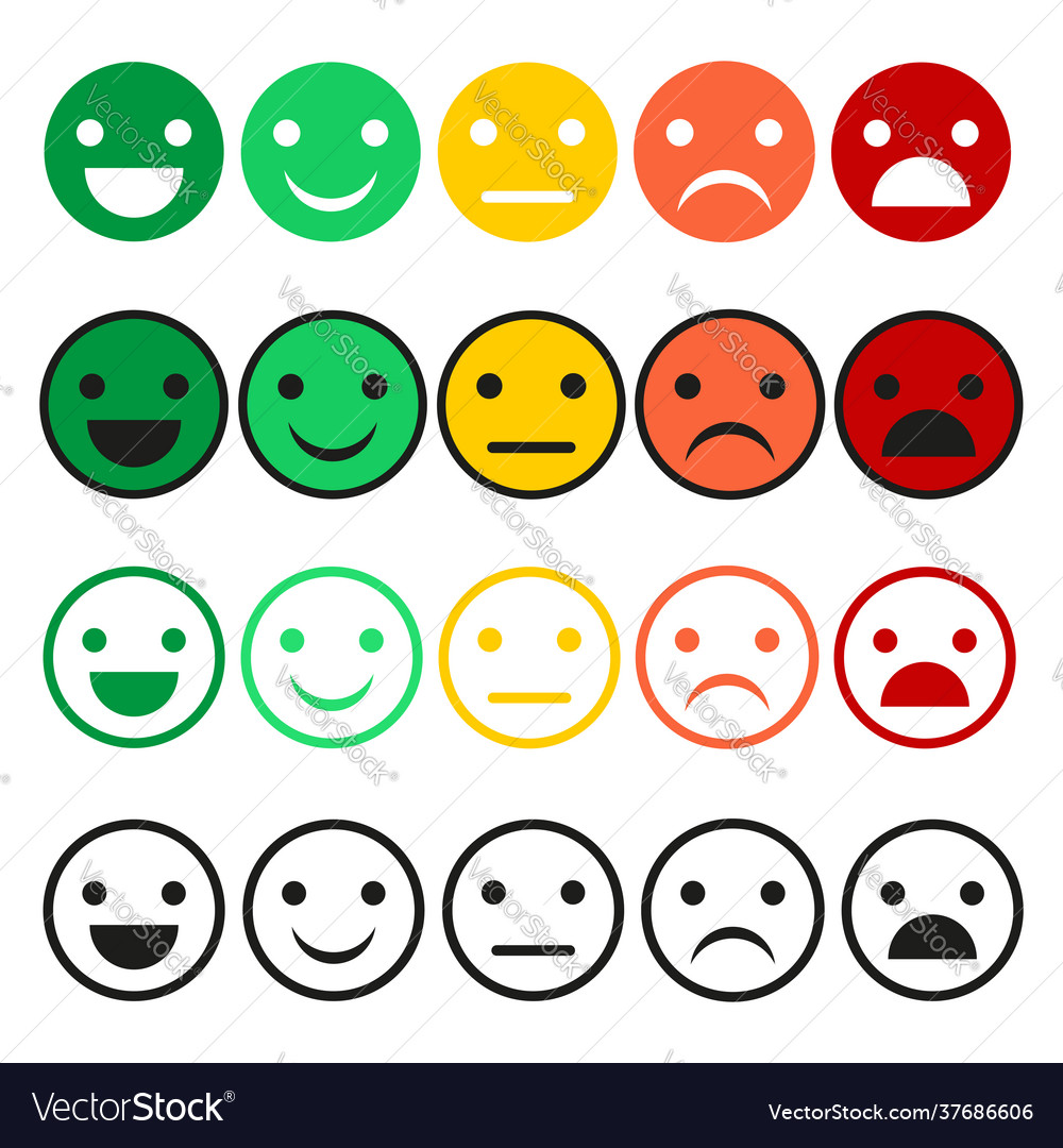 Emoticon set icons in flat style Royalty Free Vector Image