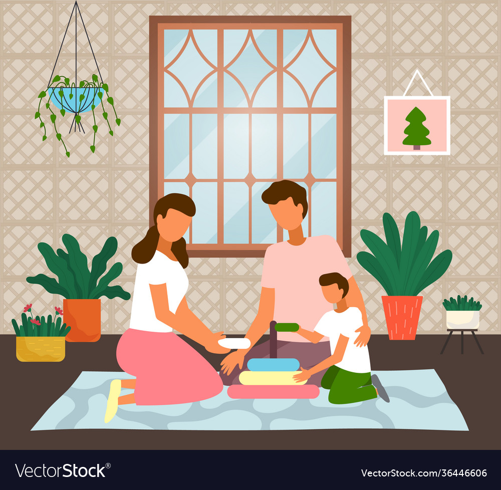 Family playing with child parents spending Vector Image